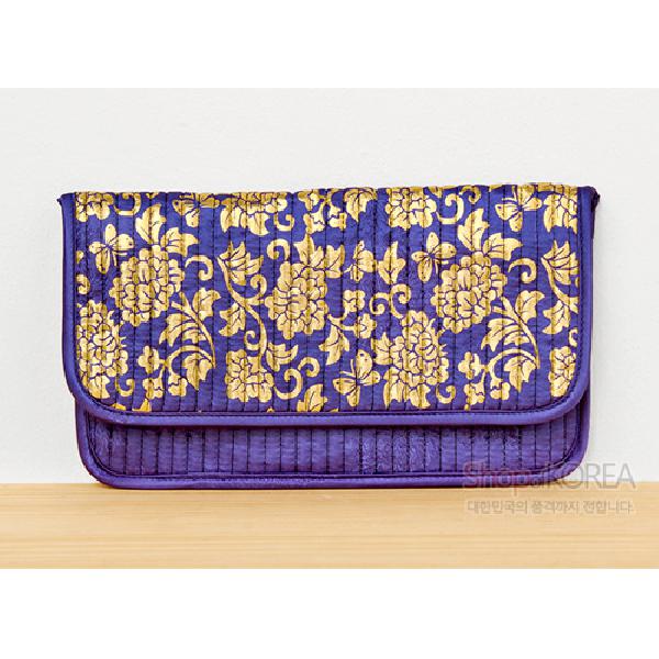 누비수(秀) 금사단 지갑-감색 - 금박장식이 예쁘게 디자인된 누비지갑
