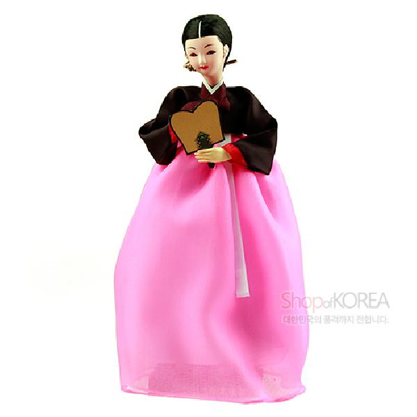 한복인형-부채귀부인[분홍치마] - 한국의 전통의복을 재현한 한복인형