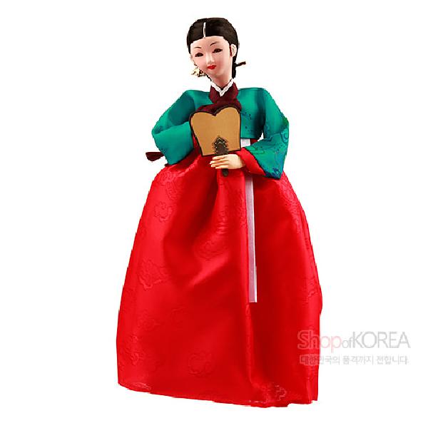 한복인형-부채귀부인[적색치마] - 한국의 전통의복을 재현한 한복인형