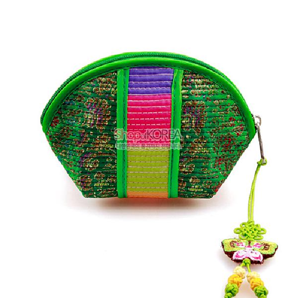 누비색동띠 동전지갑-녹색 - 예쁜 매듭에 정교한 색동자수지갑