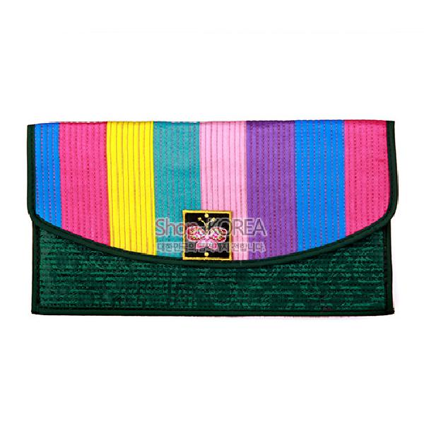 누비수(秀) 색동 장지갑[녹색] - 예쁜 누비 색동무늬 장지갑