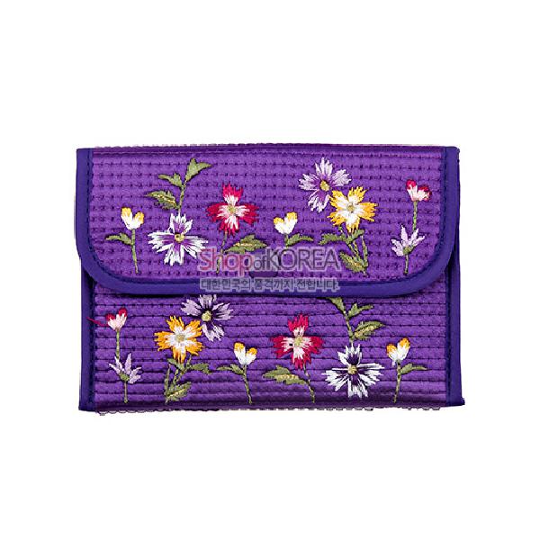누비 똑딱이 동전지갑-보라 - 예쁜 꽃무늬에 자수지갑