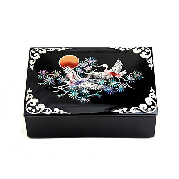 나전칠기 채색 창 명함함 - 송학 - 송학 디자인의 나전칠기 명함함